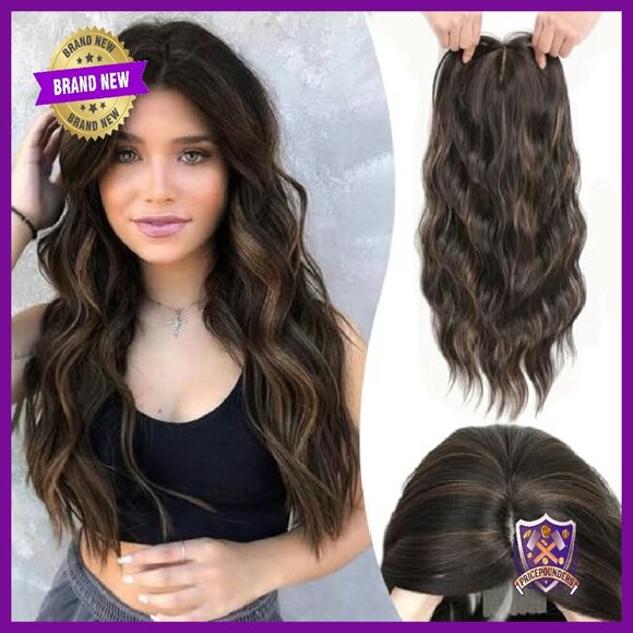 20in Synthetic Hair Topper with Bangs Clip-in Wavy Curly Hairpiece main image 5
